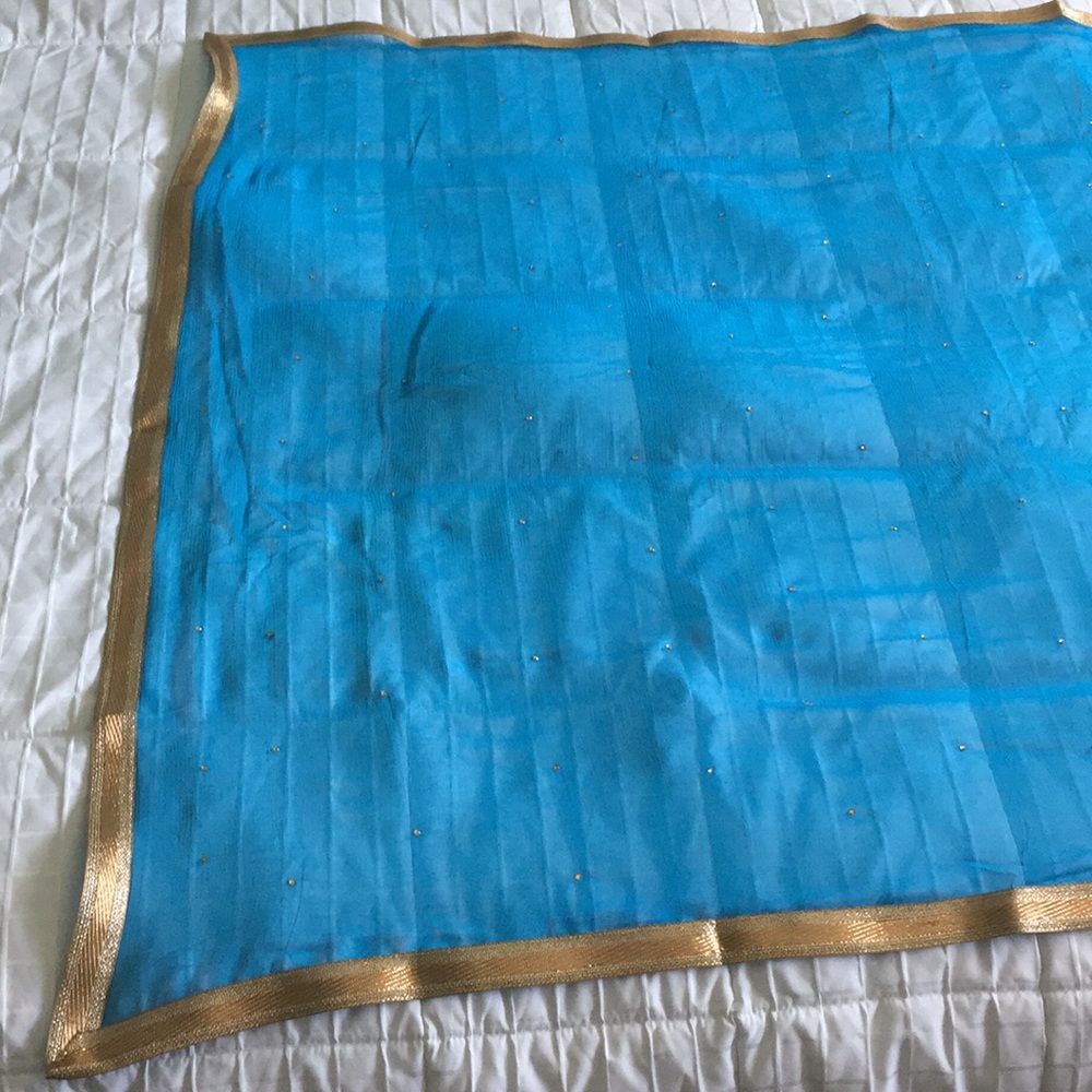 Sky Blue & Gold Indian Punjabi Salwar Kameez - Picture 5 of 6